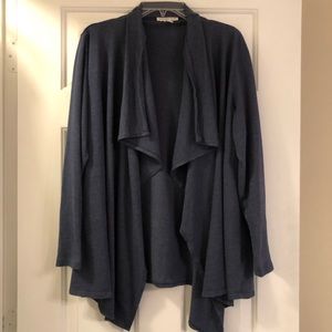 Navy Heather cardigan with waterfall front 2X